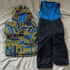 Columbia Kids' Vibrant Blue and Yellow Jacket with Black Snow Pants